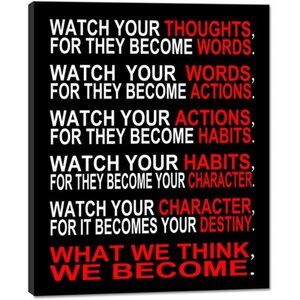 Watch Your Thoughts Motivational Classroom Poster Modern Canvas Prints Wall Art